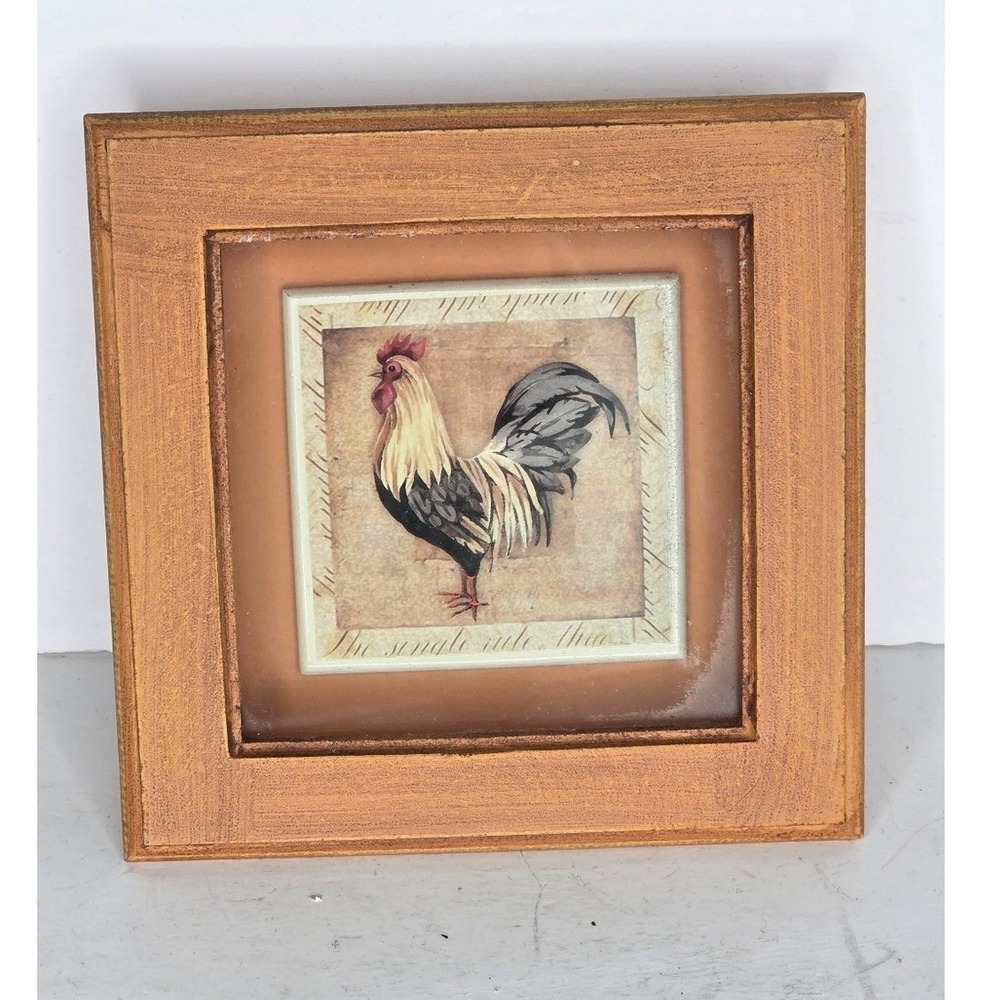 Small Wooden Framed Rooster Wall Art